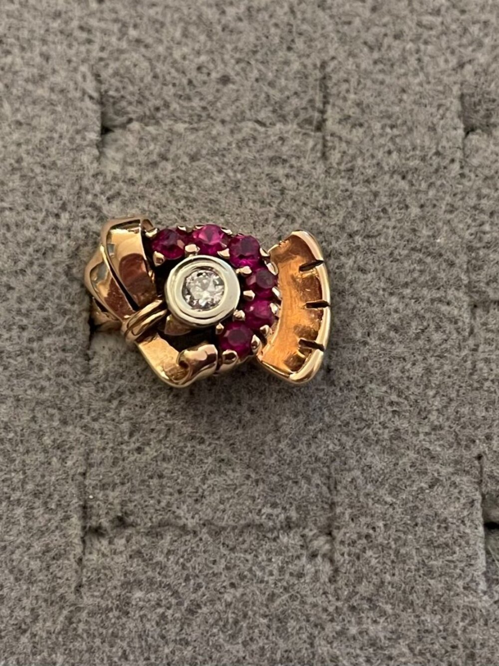 Vintage 14k Gold Ring Rose Gold 1920s - 1940s Art Deco Sz 4.5 RARE 5 grams - Picture 7 of 12
